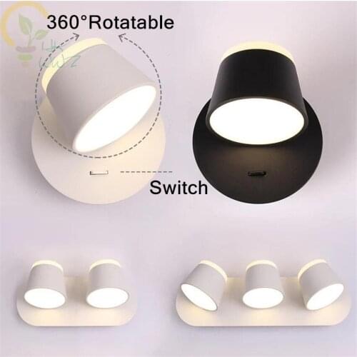 360 Degree Rotation Wall Lamps for Bedside Led Reading Light,New Design Button and Touch Switch Optional Stairs Wall Lights