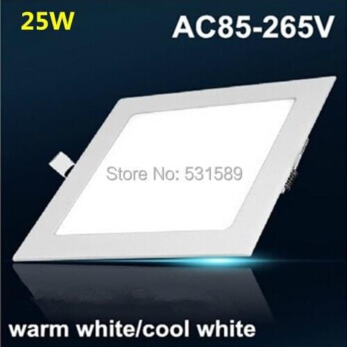 New 20pcs Slim square LED Panel Light 3W/4W/6W/9W/12W/18W/25W LED Ceiling Light Recessed Kitchen Bathroom Warm White/Cool White