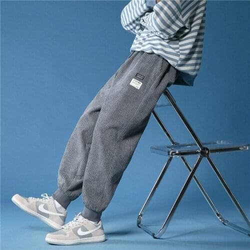 2021 New Corduroy Pants Streetwear Joggers Spring Fashion Ankle-Length Harem Hip Hop Casual Trousers FashionsBaggy Pants Mens