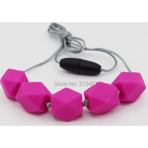 Teething, Babywearing Chew Necklace - 100% Non Toxic BPA Free 3D shapes Silicone Teething Necklace