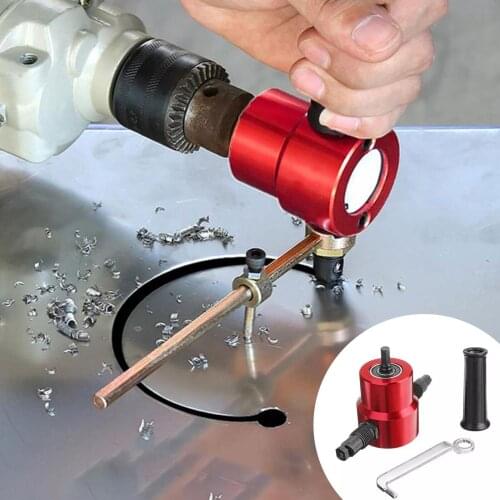 Metal Sheet Cutter Double Head Iron Saw Nibble Cutting Tool Electric Drill Attachment Metal Plate Shear Scissors Punch Hole