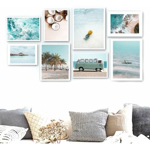 Palm Pineapple Beach Starfish Coconut Sea Nordic Posters And Prints Wall Art Canvas Painting Wall Pictures For Living Room Decor