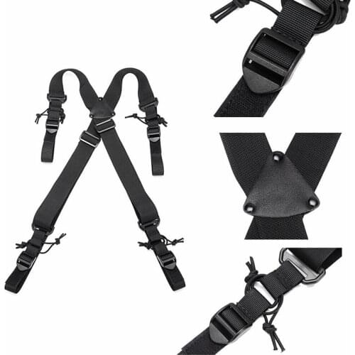 Tactical X-Back Suspenders Military Duty Belt Harness Strap Back Support Black Gun Sling Adapter For Airsoft Hunting Hiking