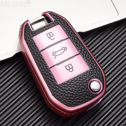 TPU New Car Key Case Shell Cover For Citroen C4L CACTUS C5 C3 C6 C8 Picasso Xsara For Peugeot 3008 308 RCZ 508 3 Button Keychain