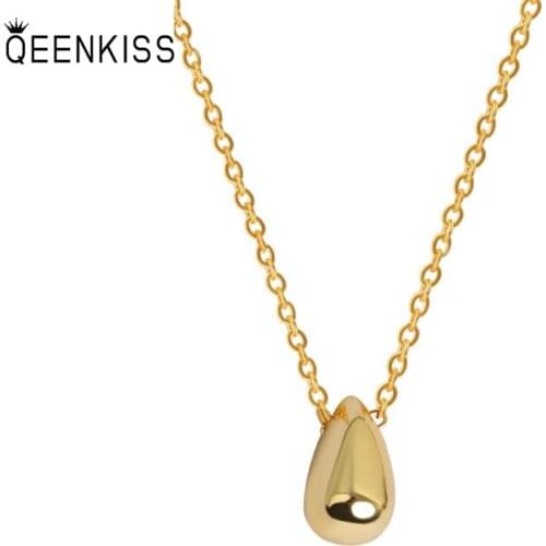 QUEENKISS NC655 Jewelry Wholesale Fashion Lady Girl Birthday Wedding Simplicity Droplets 18KT Gold White Gold Pendant Necklace