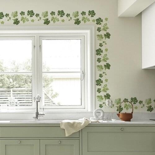 Green leaf vine Baseboard wall stickers bedroom living room Corner decoration art mural Skirting stickers wallpaper home decor