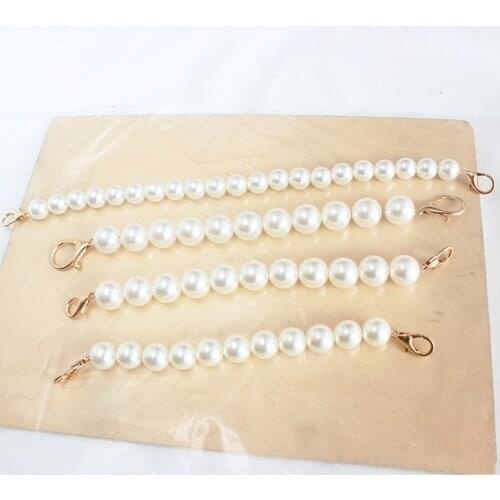Pearl strap for bags handbag accessories purse belt handles cute bead chain tote women parts silver/gold /black clasp