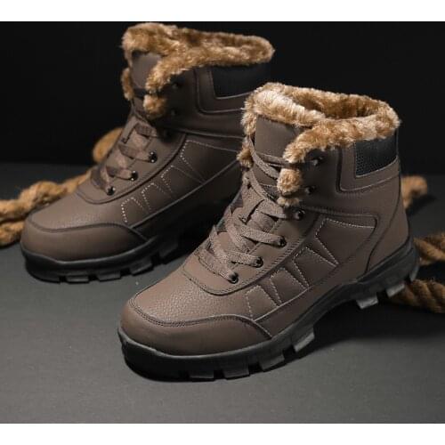 Winter Men Boots Waterproof Warm Fur Snow Boots Men Outdoor Winter Work Casual Shoes Military Combat Rubber Ankle Boots444