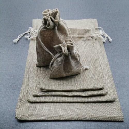 10pcs Cotton Jute Cloth Storage Bag Gift Packaging Bags Linen Sack Jute Bags Drawstring Pouch Gift Bag for Jewelry Christmas DIY