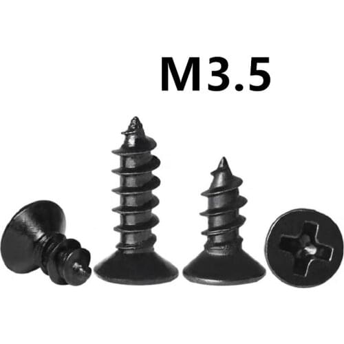 1000/500PCS M3.5x8/10/12/14/16/18/20/50mm GB846 KA Black 304 Stainless steel flat head cross countersunk head self-tapping screw