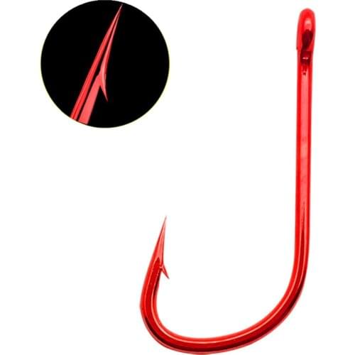 10PCS Red Sharp Fishing Hook Carbon Steel Bent Crank Offset Fishhook For Soft Worm Lure Bass Barbed Carp Fishing Hooks Tackle