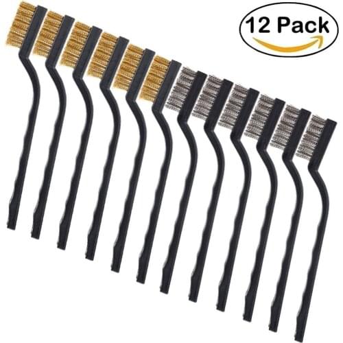 12PCS Mini Rust Removal Industrial Wire Cleaning Brush Scratch Stainless Masonry Bristle Cleaning