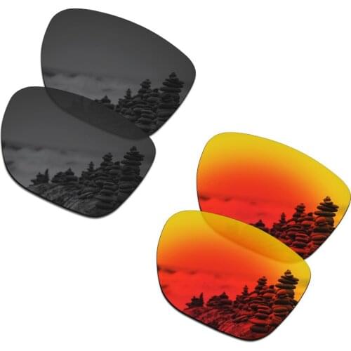 SmartVLT 2 Pairs Polarized Sunglasses Replacement Lenses for Oakley Crossrange XL Stealth Black and Fire Red