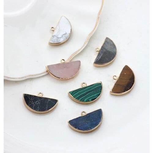 Natural Stone Charms Pendant Geometric Fan Shaped Charms Natural Color Stone 13*27mm 2pcs/lotFor DIY Fashion Jewelry Accessories