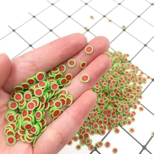 50g/lot 5mm Watermelon Slice Polymer Hot Clay Sprinkles for Slime DIY Crafts Tiny Cute bonbon Candy plastic klei Mud Particles