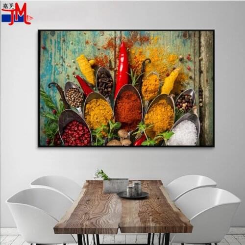 5D Diy Diamond Mosaic Seasoning,Chili Diamond Painting Full Square Round Diamond Embroidery Kitchen Restaurant Color Home Decor