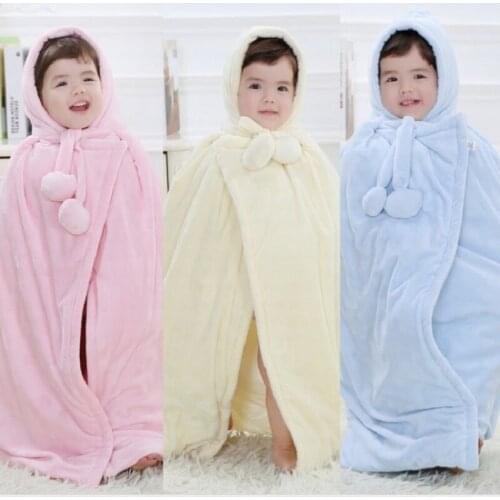 Velvet Fleece Baby Cloak Thick Boy Smocks Newborn Bathrobe Girls Clothes Infant Coats Hooded Blankets Bebe Bath Towel Bear Soft