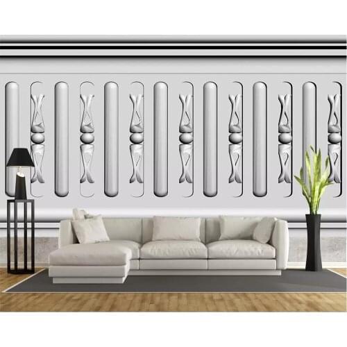 Beibehang Custom wallpaper photo luxury European 3d white plaster carved TV background wall decoration wallpaper mural wall