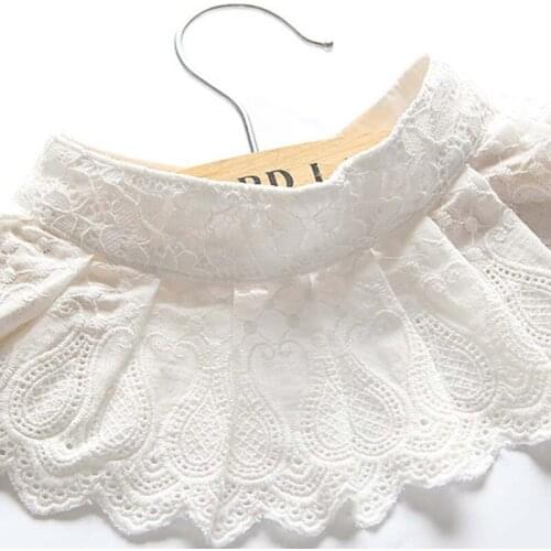 White Women Girl Fake Collar Fashion Scalloped Folds Lace Collar Shirt Tie Detachable Shirt Womens Clothing Accessories