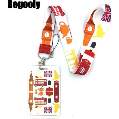 British Bus Vintage Key lanyard Car KeyChain ID Card Pass Gym Mobile Phone Badge Kids Key Ring Holder Jewelry Decorations