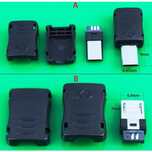 Cltgxdd Micro USB 5PIN Welding Type Male Plug Connectors Charger 5P USB Tail Charging Socket 3 in 1 Black Plugs for Phone ect