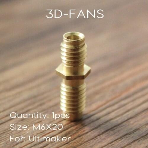 3D Printer Parts Ultiker Ultimaker Hot End Isolator Tube Throat M6*20mm Copper For 3.0mm Filament