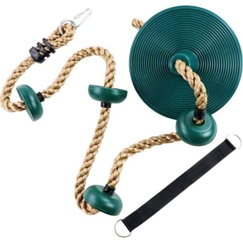Kids Fitness Climbing Rope with Platforms and Disc Swing Seat Set Outdoor Swing Set Garden Toy Playground Accessories