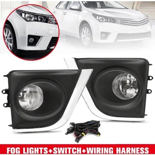 DHBH-Car Clear Bumper Fog Lights Lamps Switch+Bracket+Wiring FIT for Toyota Corolla 2014-2016