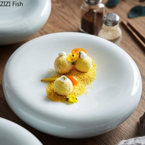 Home Kitchen White Tableware Ceramic Dessert Dinner Plate Hotel Restaurant Main Course Steak Plate Nordic Dishes and Plates Sets