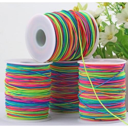85/100m Rainbow Colourful Elastic Cord 1mm Thread Stretch String Craft for Beading Braiding DIY Jewelry Handmade
