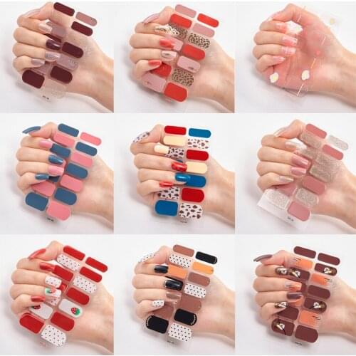 ENDRRFLL Solid color irregular pattern combination sticker 3d bronzing laser craft nail stickers Nail Sticker Set