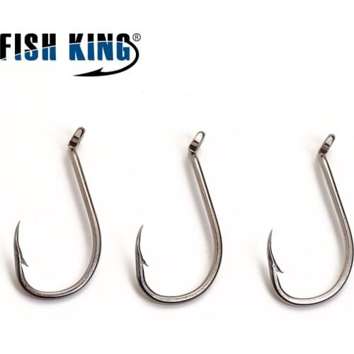 FISH KING Fishing Hook Barbed Fishhook 100pcs/lot Jig Head Baitholder AD Sharp Ringed Saltwater Jigging Set Fishing Tackle GBA