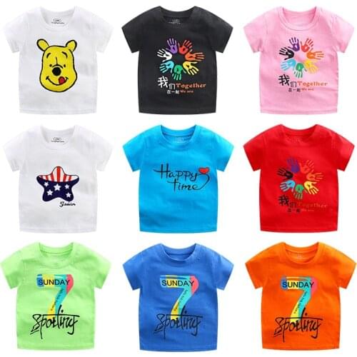 Boy Boys Girls T-Shirts Short Sleeve Childrens Baby Girl Tops O-Neck Cartoon Casual Girl T Shirts Children Clothes Summer 2-6Y