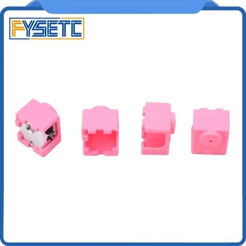 4X V6 3D Printer Insulation Pink Silicone Socks non-Official Heated Block For V6 PT100 Hotend Warm Keeping Cover
