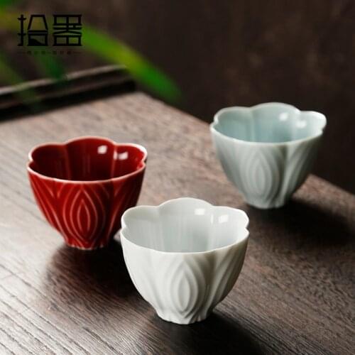 Ceramic small tea cup master cup tea cup Magnolia petals lotus cup dajingdezhen tea bowl cup Tea Set