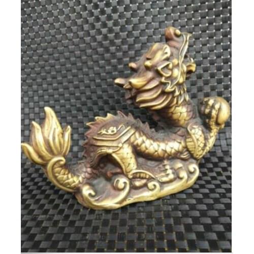 China brass Zodiac dragon craft statue