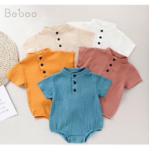 Baby Boys Bodysuit Newborn Clothes Ins Summer Twins Climbing Jumpsuit For Girls Cute Cartoon Short Sleeve Clothing 0-24m Infants