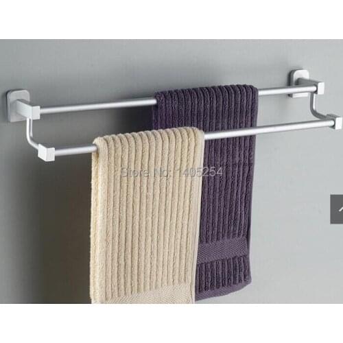 Space aluminum double towel bar towel rack bathroom accessories antirust not fade antifouling