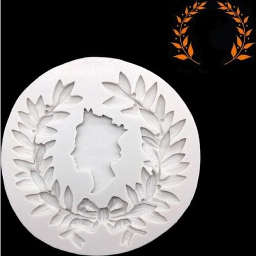Queen Bow Olive Wreath Silicone Mold Sugarcraft Chocolate Cupcake Baking Mold Fondant Cake Decorating Tools
