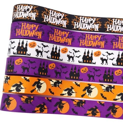 1 inch Halloween handmade DIY heat transfer ribbon ribbon threaded belt ribbed ribbon satin ribbon holiday decoration lanyard