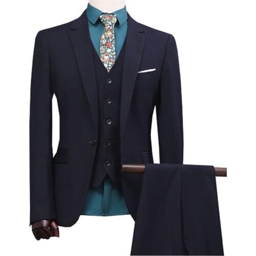Men Suit Casual Single Breasted Suit Set Wedding Groom Stylish Prom Dress Men Party Wear 3 Pieces(Jacket+Vest+Pants)