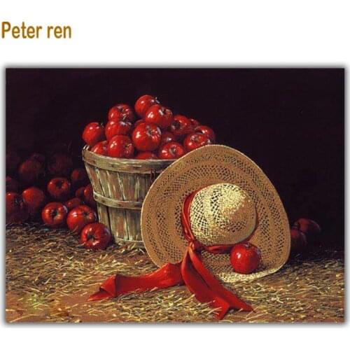 Peter ren Diy Diamond painting cross stitch Square\Round mosaic Rhinestones Full embroidery Christmas gift Peace fruit straw hat