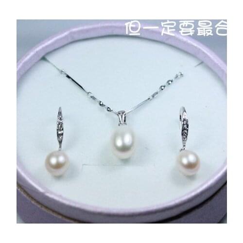 Real Natural Freshwater Pearl Jewelry Set, Necklace and Earrings Set for Women Bridal Wedding Jewellery Set