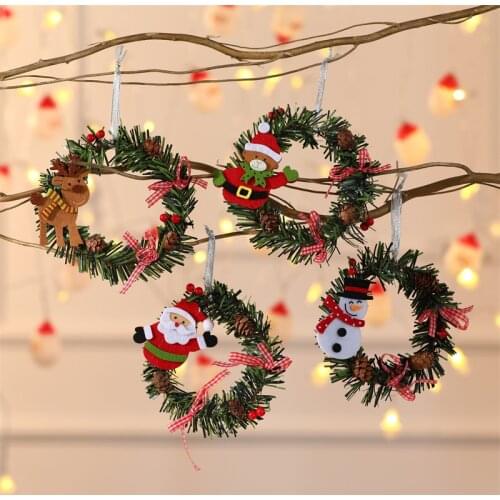 New Year 2022 Christmas Garland Wreath Pinecone Christmas Decorations for Home Xmas Party Supplies Hanging Ornament Decoration