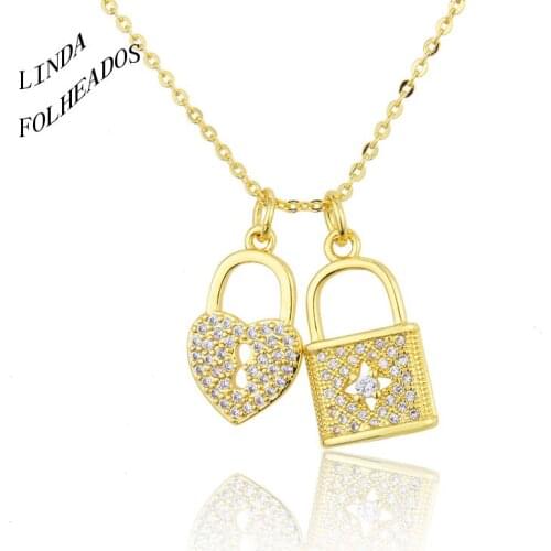 New Design Women With Zirconium Love Chains Copper Full Punk Diamond Classic Padlock Pendant Anniversary Party Jewelry Gifts