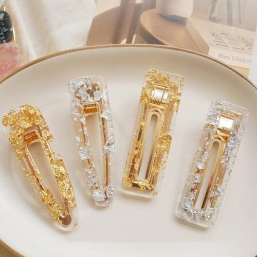 Headband Tin Foil Sequins Hair Accessories Women Girls Acrylic Hollow Rectangle Hairpins Triangle Hair Clips Barrettes