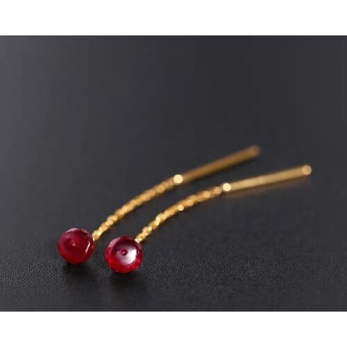 Original new mini ruby rose gold earring earrings boutique Chinese style retro charm ladies brand silver jewelry