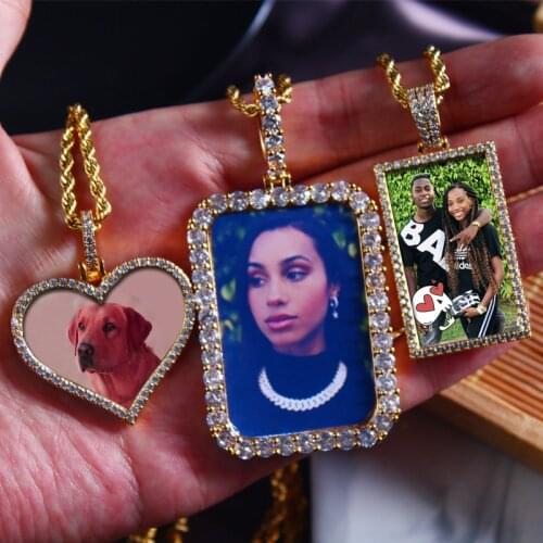 Personalized Custom Photo Medallions Necklace & Pendant Cubic Zircon Hip hop Jewelry Dog Tag Necklace for Men Women