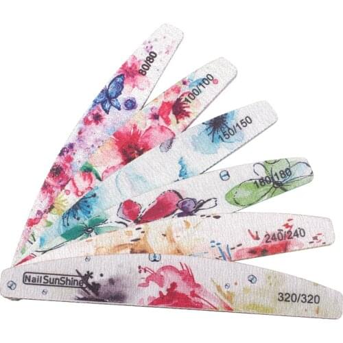 6pcs New Nail File Flower Printed Nail buffer Block Colorful Lime a ongle 80/100/150/180/240/320 Washable File Manicure Tool