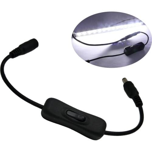 Clearance DC Power Switch 5.5 X 2.1mm DC Power Connector & Terminals Male Plug To Female Adapter Black 5-24V for LED Light Kit